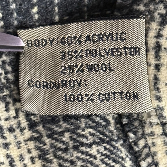 VTG Structure Plaid Wool Blend Flannel Shirt Jacket Men's XL Made In Italy - Picture 7 of 8